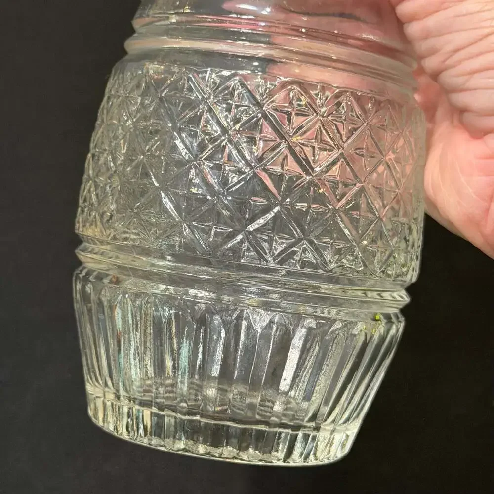 Vintage Cut Glass Decanter with Ball Stopper 9”